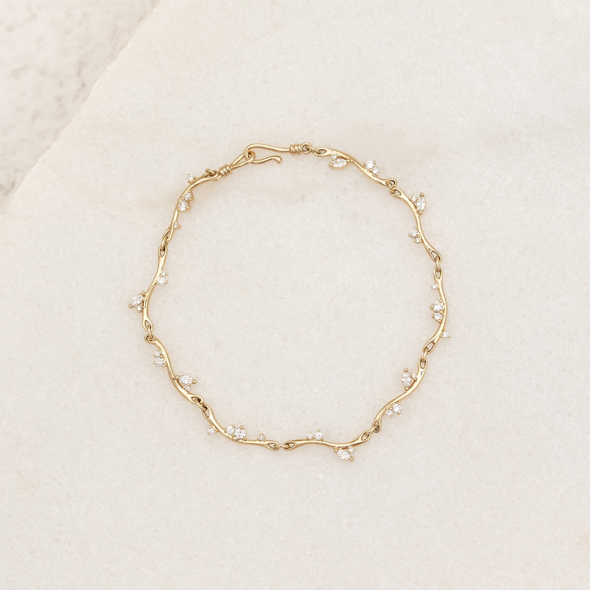 Linjer Lab Grown Diamond Organic Bracelet 14k Gold - Marina