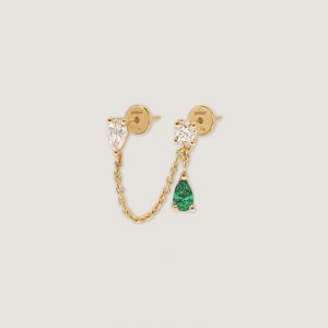 Kinn Studio Doubles Diamond & Emerald Chain Earring