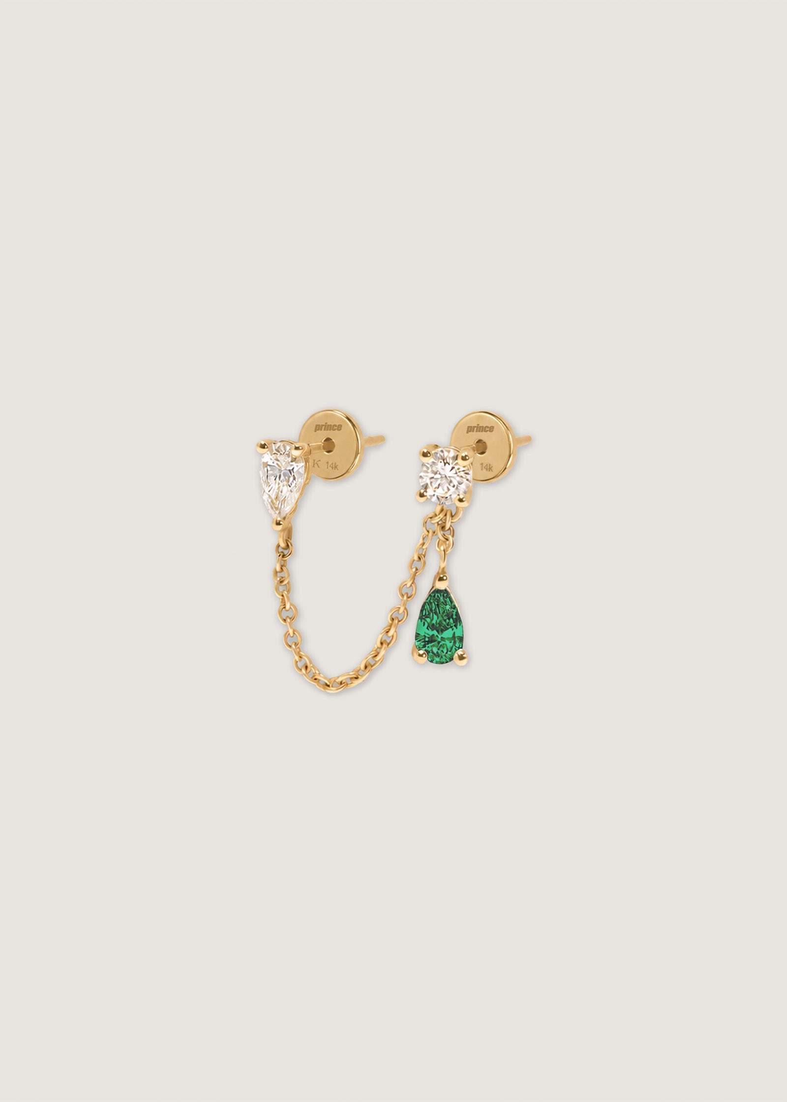 Kinn Studio Doubles Diamond & Emerald Chain Earring