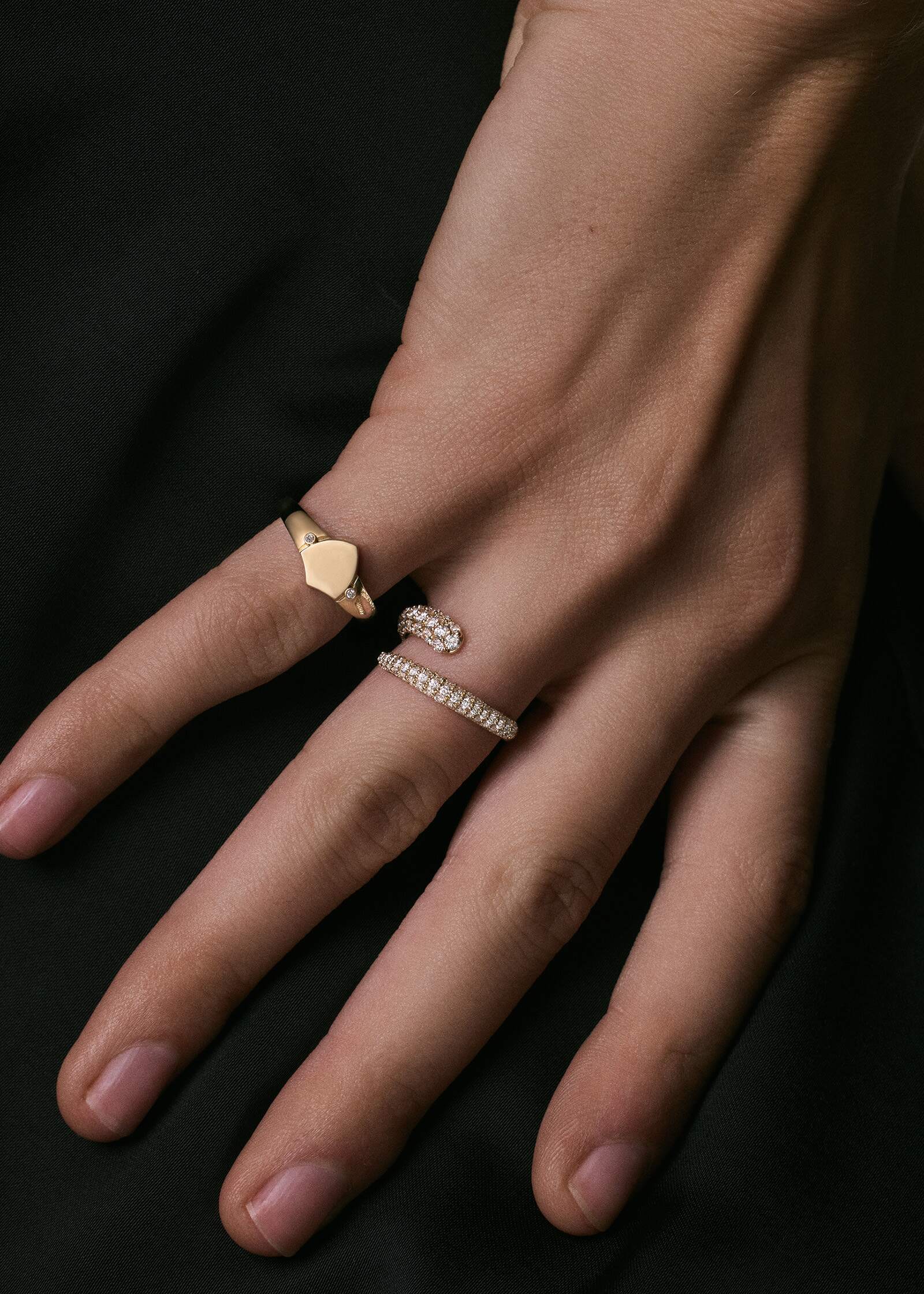Kinn Studio Ace Shield Diamond Signet Ring