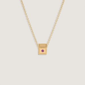 Kinn Studio Chapter Custom Birthstone Charm Necklace Amethyst