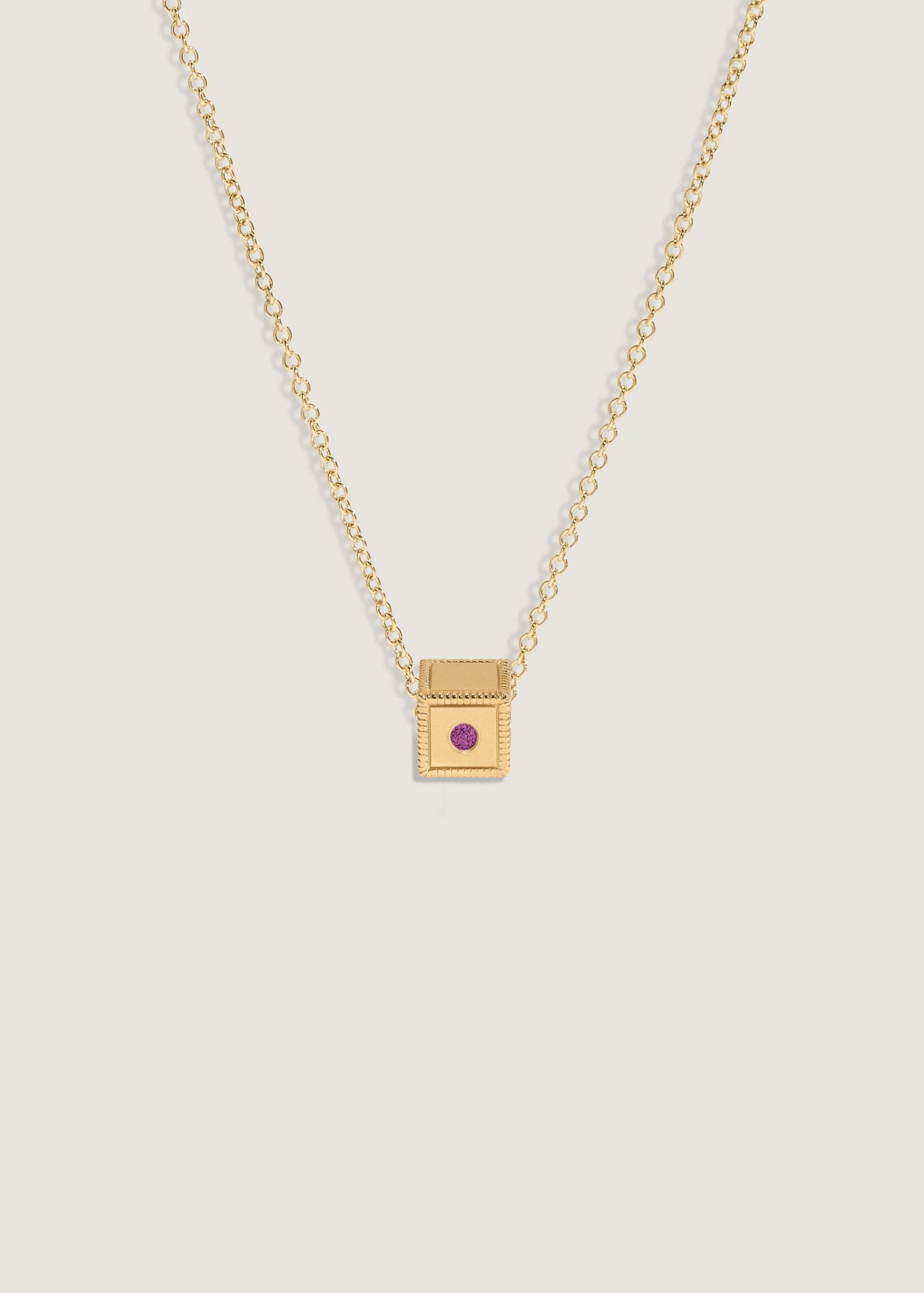 Kinn Studio Chapter Custom Birthstone Charm Necklace Amethyst