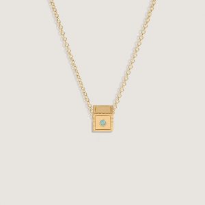 Kinn Studio Chapter Custom Birthstone Charm Necklace Aquamarine