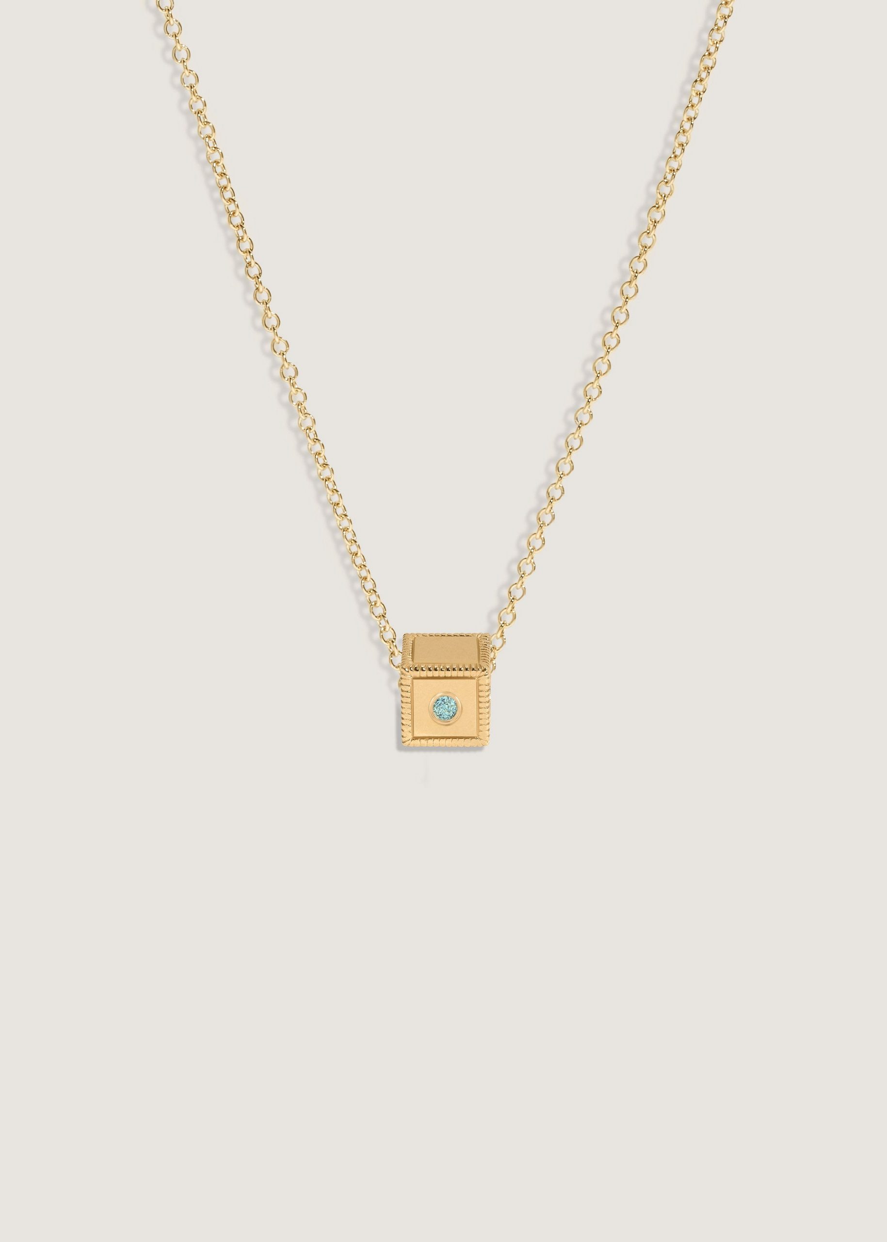Kinn Studio Chapter Custom Birthstone Charm Necklace Aquamarine
