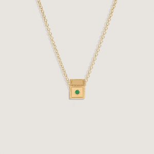 Kinn Studio Chapter Custom Birthstone Charm Necklace Emerald