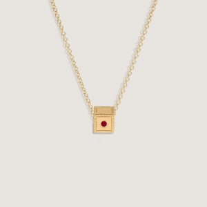 Kinn Studio Chapter Custom Birthstone Charm Necklace Garnet