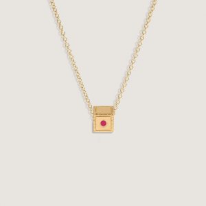 Kinn Studio Chapter Custom Birthstone Charm Necklace Ruby