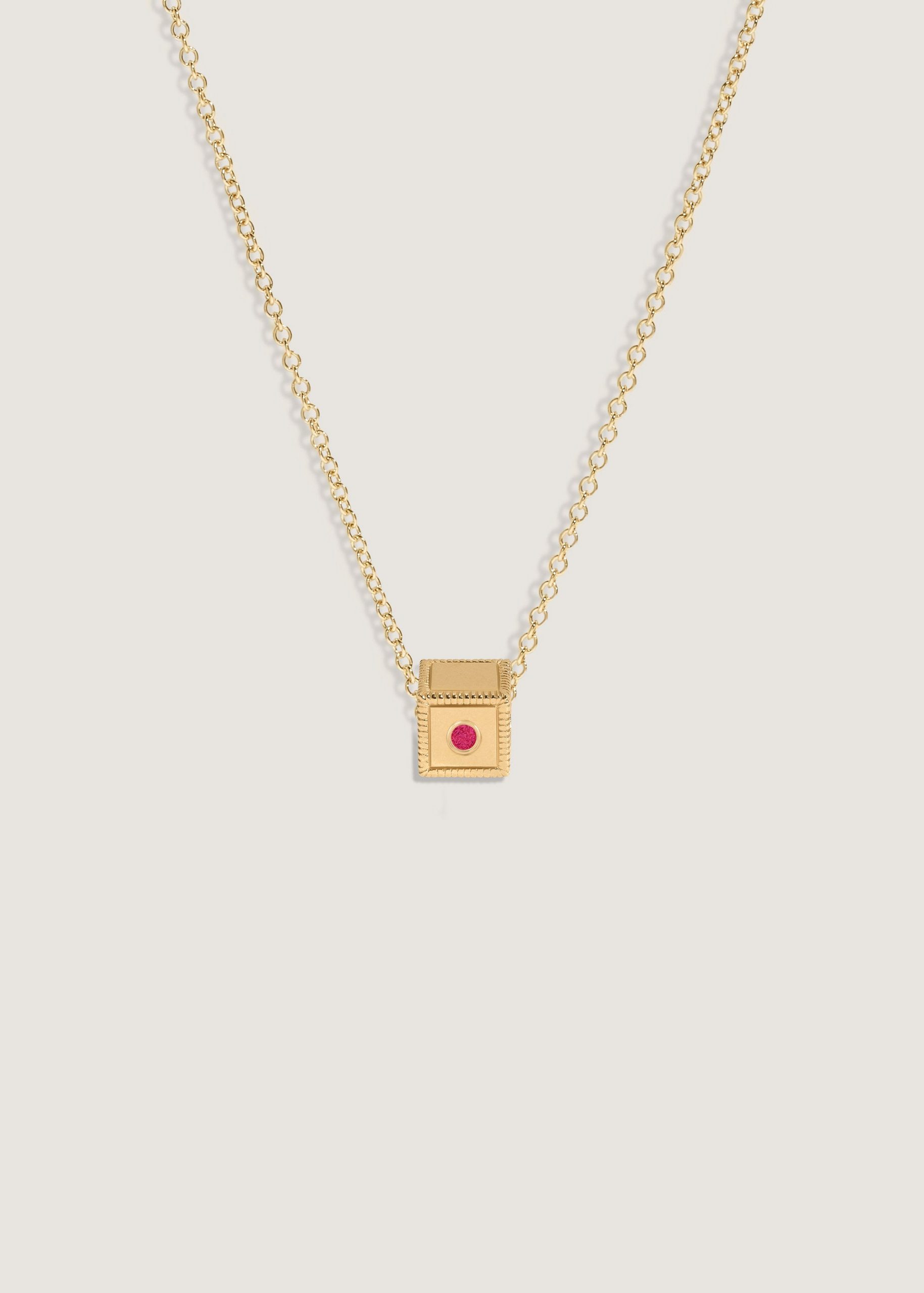 Kinn Studio Chapter Custom Birthstone Charm Necklace Ruby