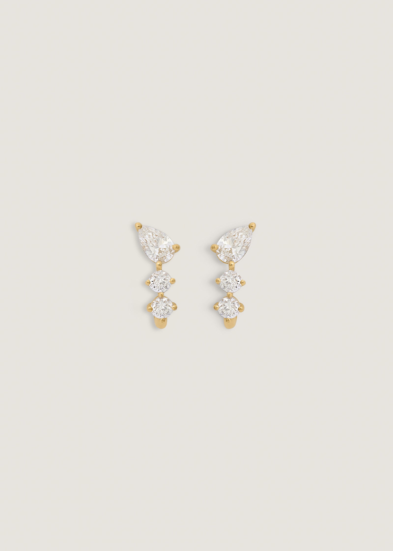 Kinn Studio Jules Mixed Diamond J-Hoop Earrings Yellow Gold