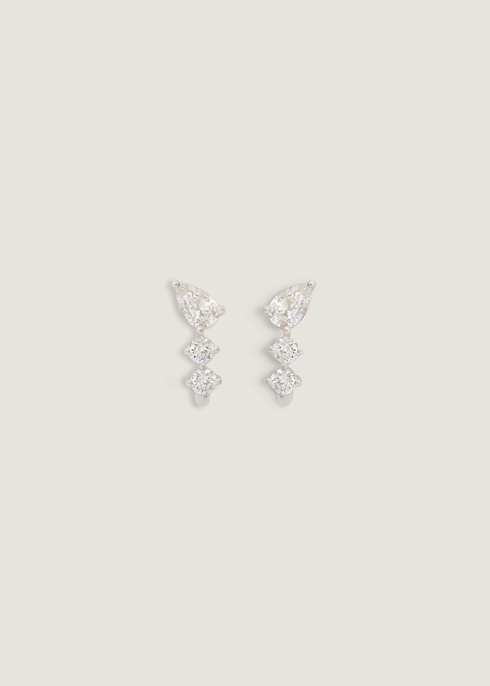 Kinn Studio Jules Mixed Diamond J-Hoop Earrings White Gold