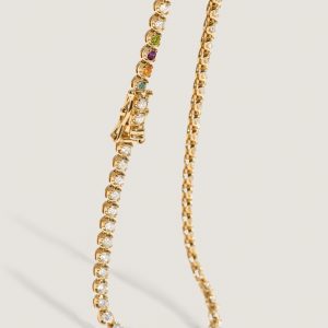 Kinn Studio Madison Diamond Tennis Birthstone Necklace Yellow Gold