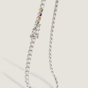 Kinn Studio Madison Diamond Tennis Birthstone Necklace White Gold
