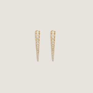Kinn Studio Point Pavé Diamond Huggie Earrings Yellow Gold
