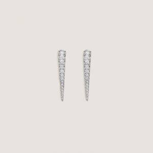 Kinn Studio Point Pavé Diamond Huggie Earrings White Gold