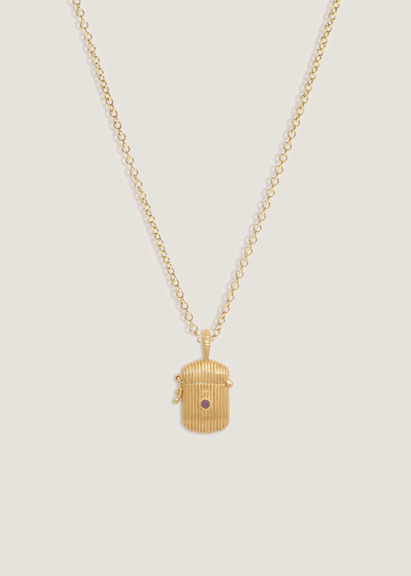 Kinn Studio Relic Ribbed Locket Necklace Alexandrite