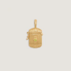 Kinn Studio Relic Ribbed Locket Pendant Peridot