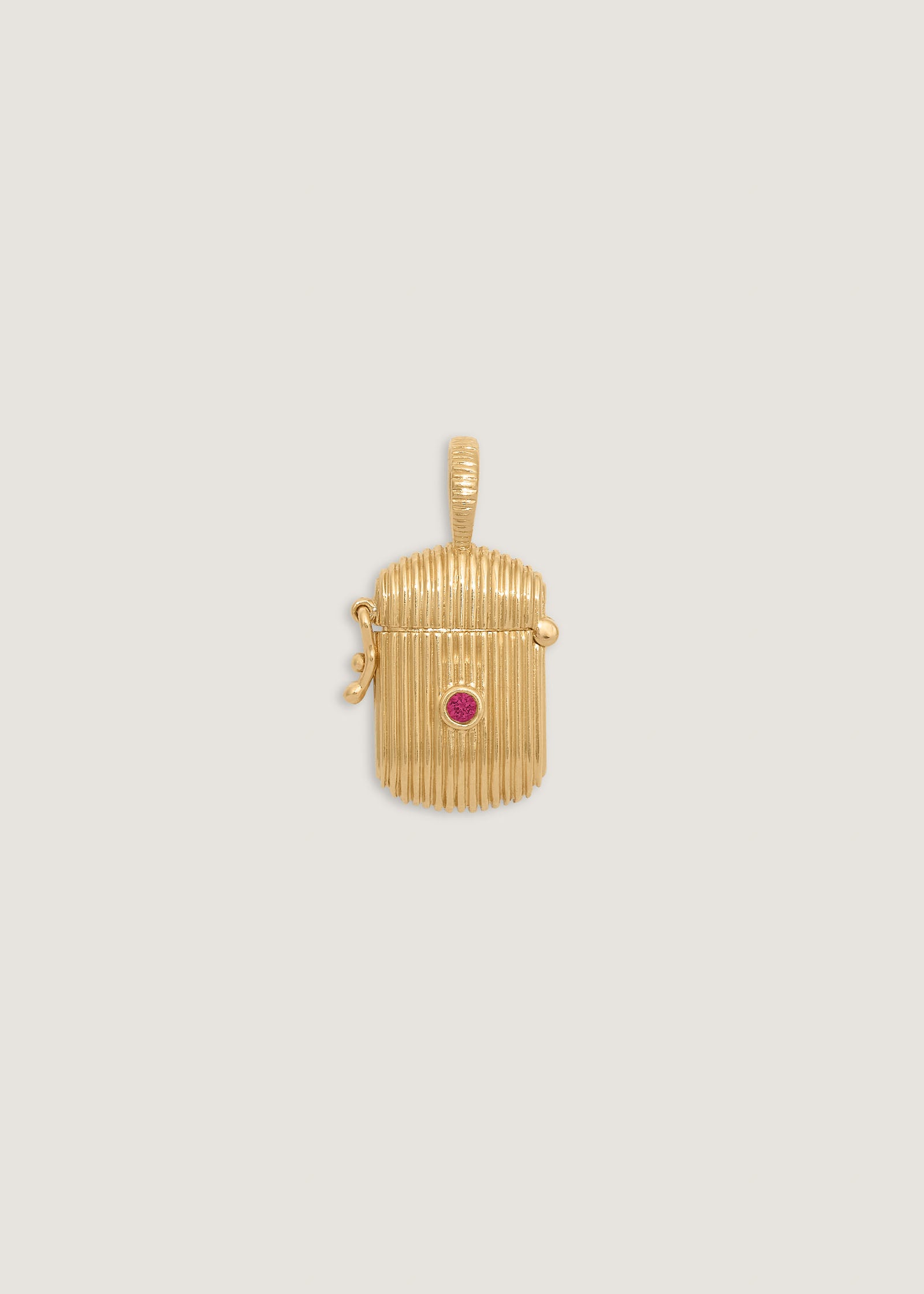 Kinn Studio Relic Ribbed Locket Pendant Ruby