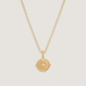 Kinn Studio Round North Star Birthstone Necklace Aquamarine