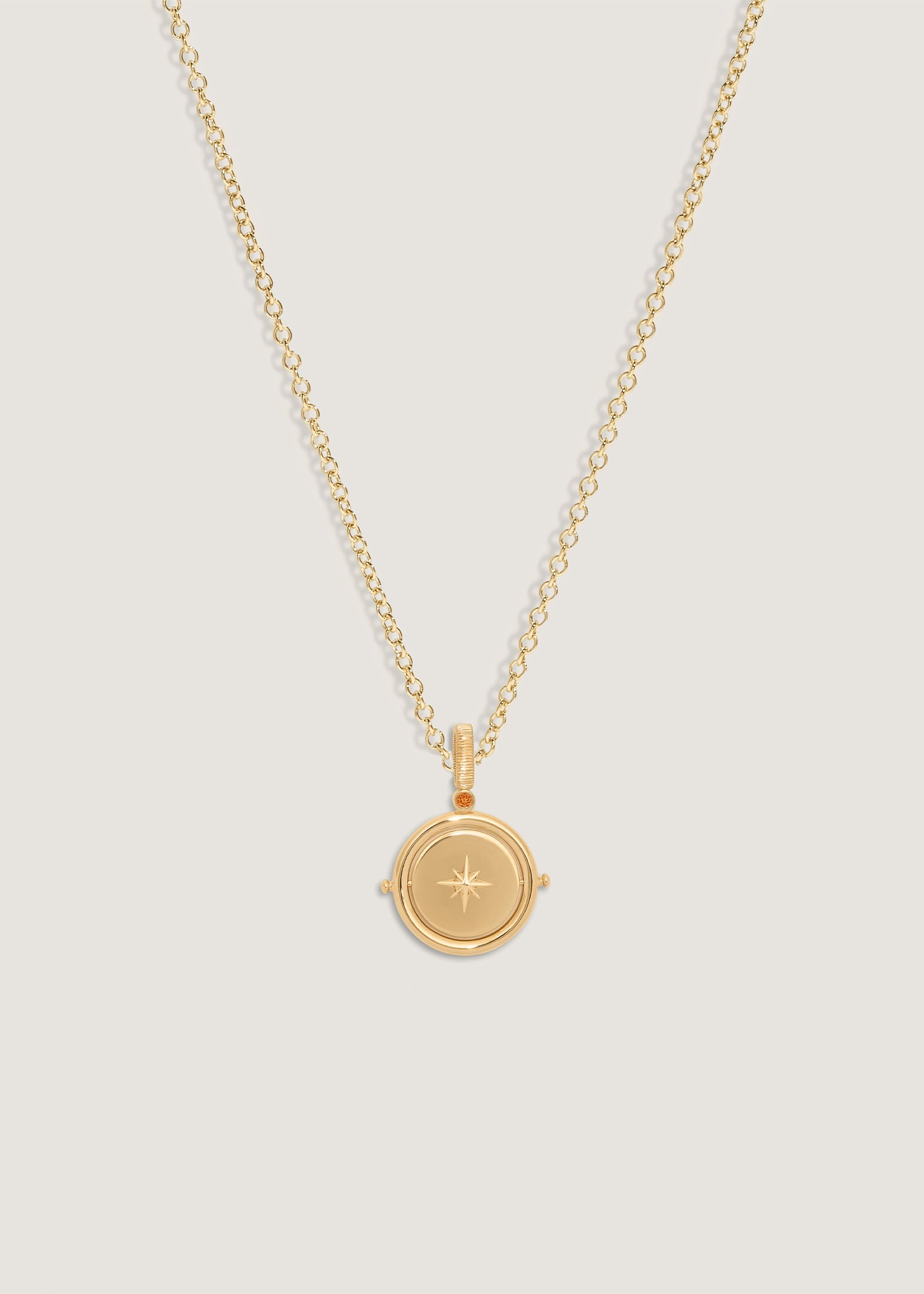 Kinn Studio Round North Star Birthstone Necklace Citrine