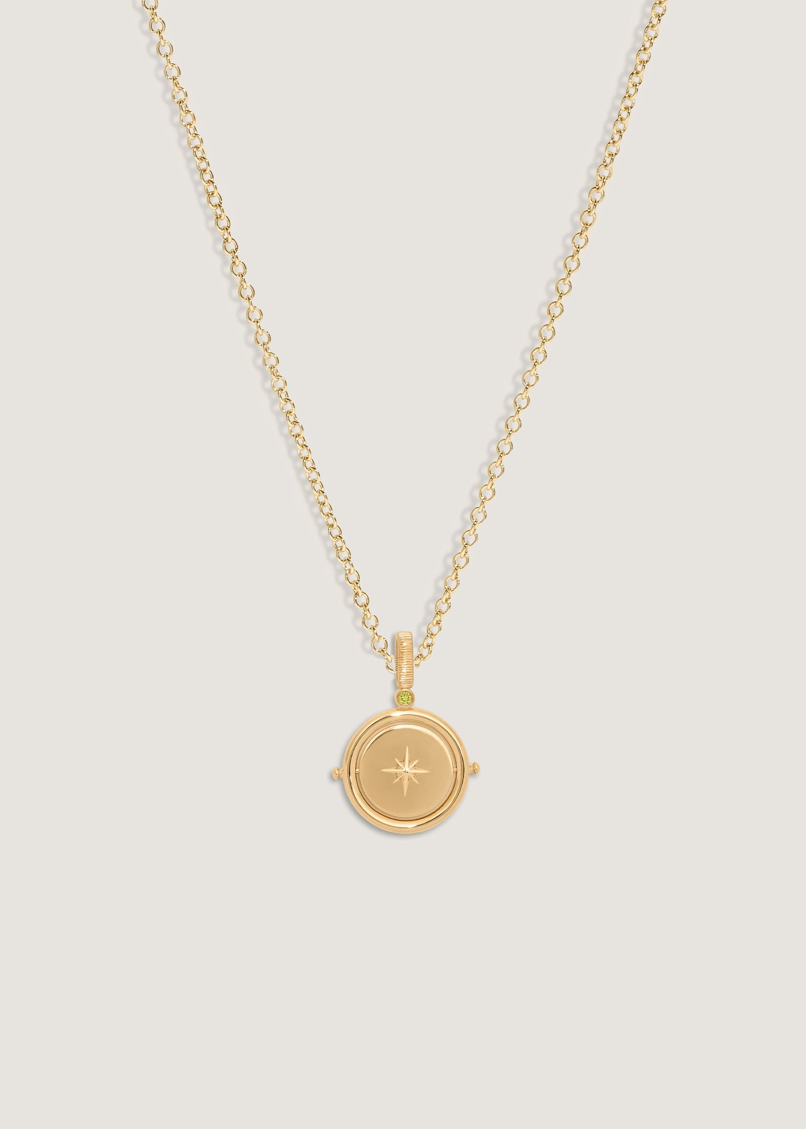 Kinn Studio Round North Star Birthstone Necklace Peridot