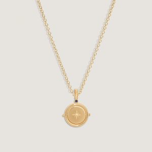 Kinn Studio Round North Star Birthstone Necklace Sapphire