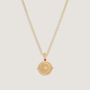 Kinn Studio Round North Star Birthstone Necklace Garnet