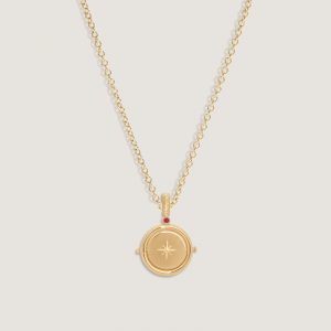Kinn Studio Round North Star Birthstone Necklace Ruby