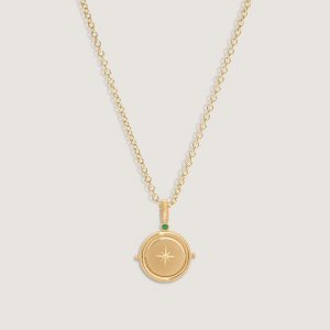 Kinn Studio Round North Star Birthstone Necklace Emerald