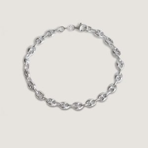 Kinn Studio Men's Petite Puffed Mariner Chain Bracelet Silver