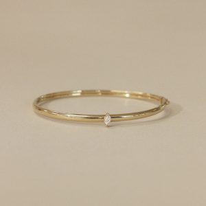 Kinn Studio Vintage 14k Gold Bangle with Marquise Diamond