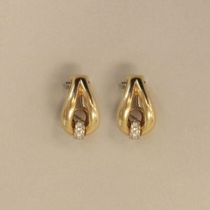 Kinn Studio Vintage 18k Gold Tubular Teardrop Pavé Earrings