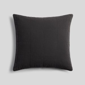 Parachute Linen Box Quilted Euro Sham (Onyx)