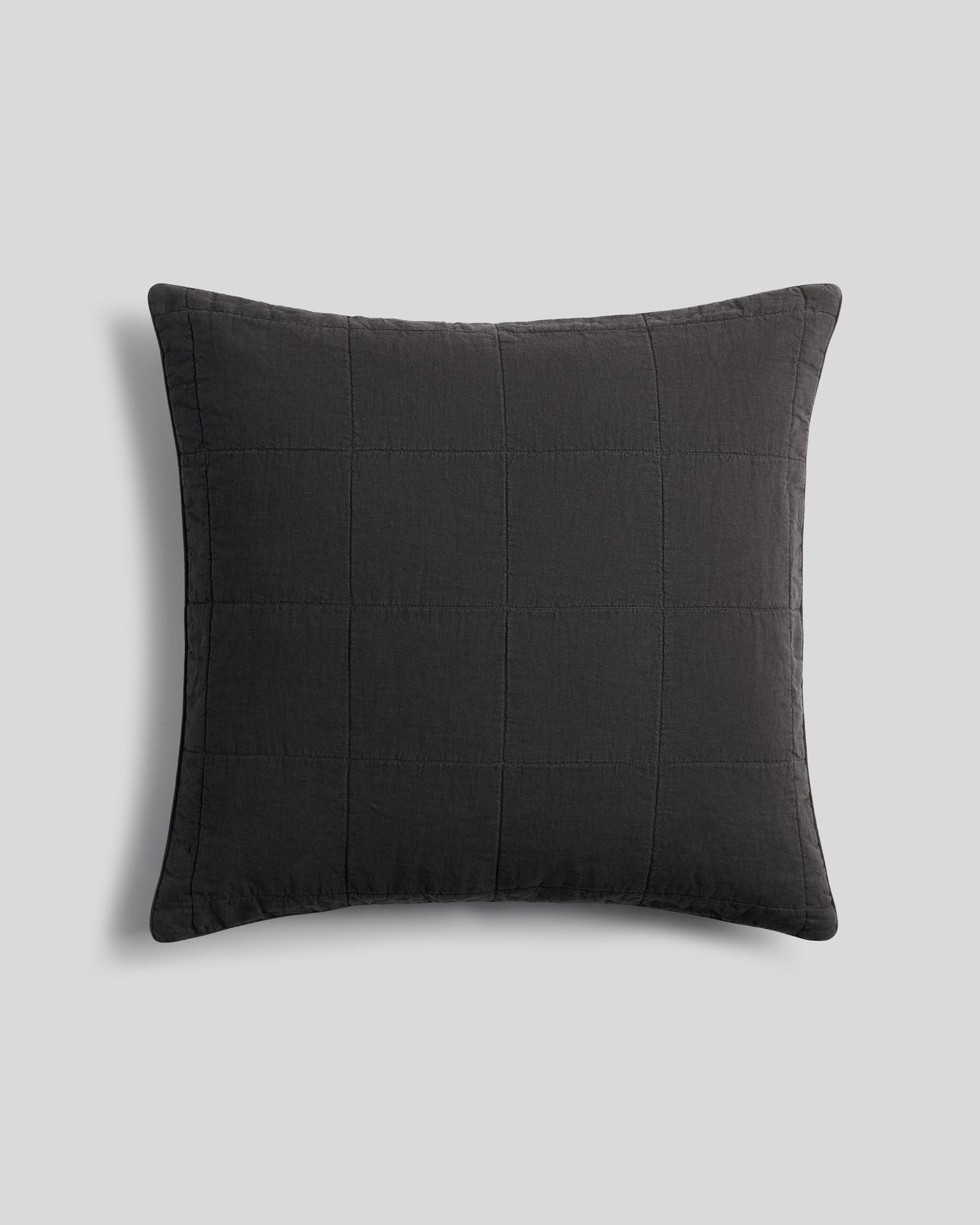 Parachute Linen Box Quilted Euro Sham (Onyx)