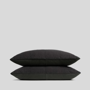 Parachute Linen Box Quilted Sham Set (Onyx)