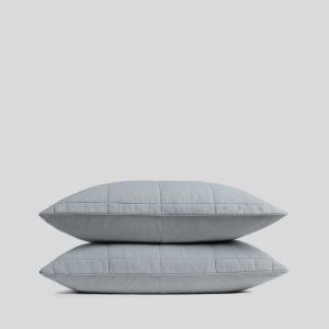 Parachute Linen Box Quilted Sham Set (Sky)