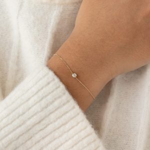 Linjer Bezel Set Solitaire Lab Grown Diamond Bracelet 14k Gold - Teagan