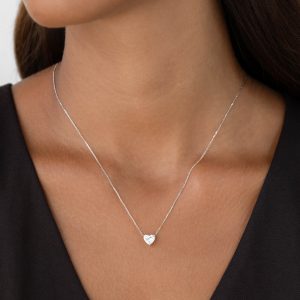 Linjer Lab Grown Diamond Heart Pendant Necklace 14k White Gold - Aimee
