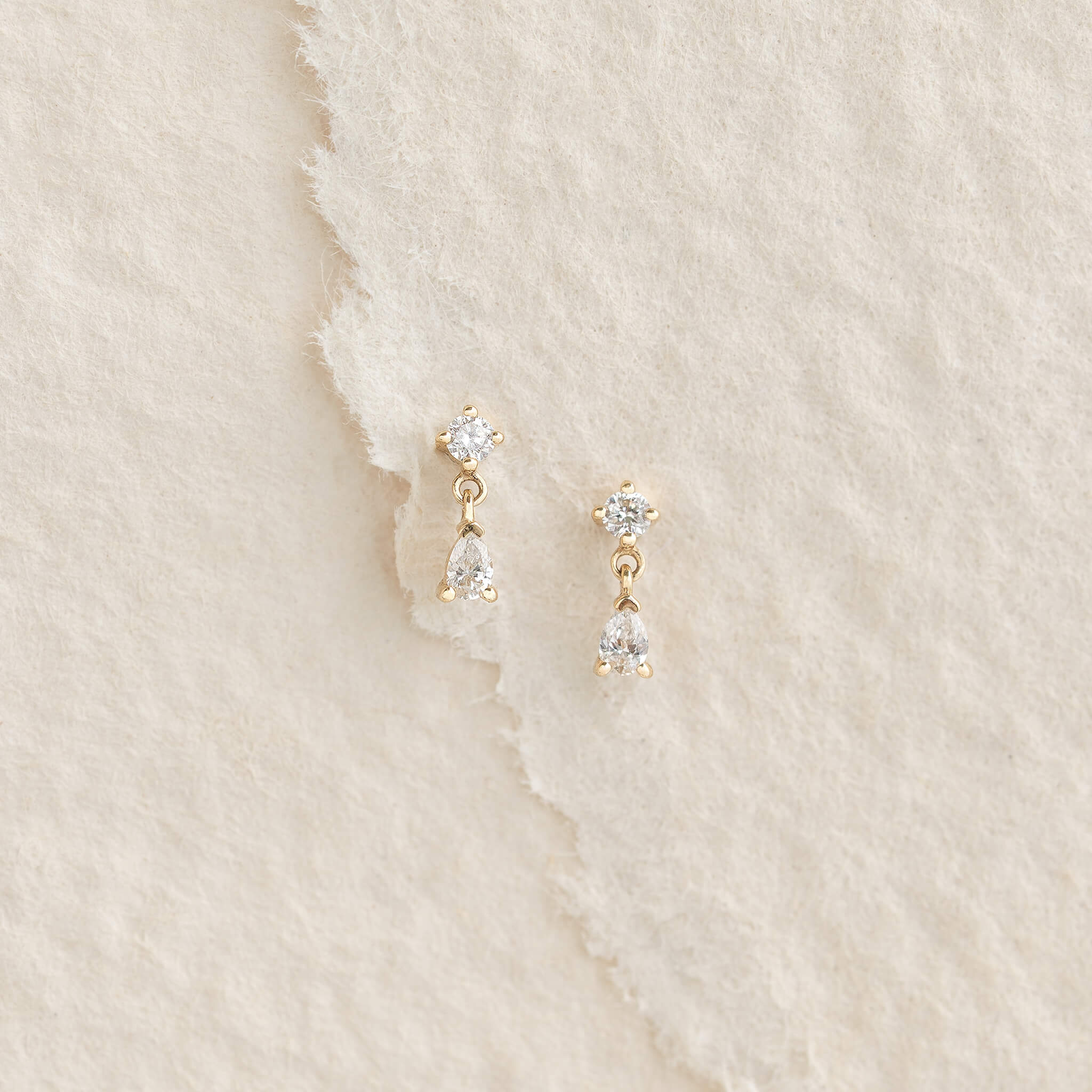 Linjer Pear Cut Lab Grown Diamond Dangle Stud Earrings 10k Gold - Yana