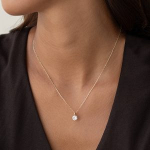 Linjer Solitaire Lab Grown Diamond Necklace 14k Gold - Rumi
