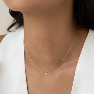 Linjer Floating Pear Lab Grown Diamond Necklace 14k Gold - Romy
