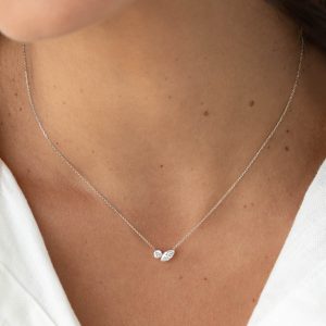 Linjer Marquise and Round Lab Grown Diamond Toi Et Moi Necklace 14k White Gold - Dara