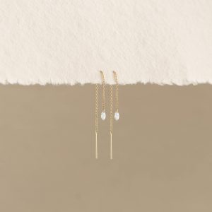 Linjer Marquise Lab Grown Diamond Drop Threader Earrings 14k Gold - Sora