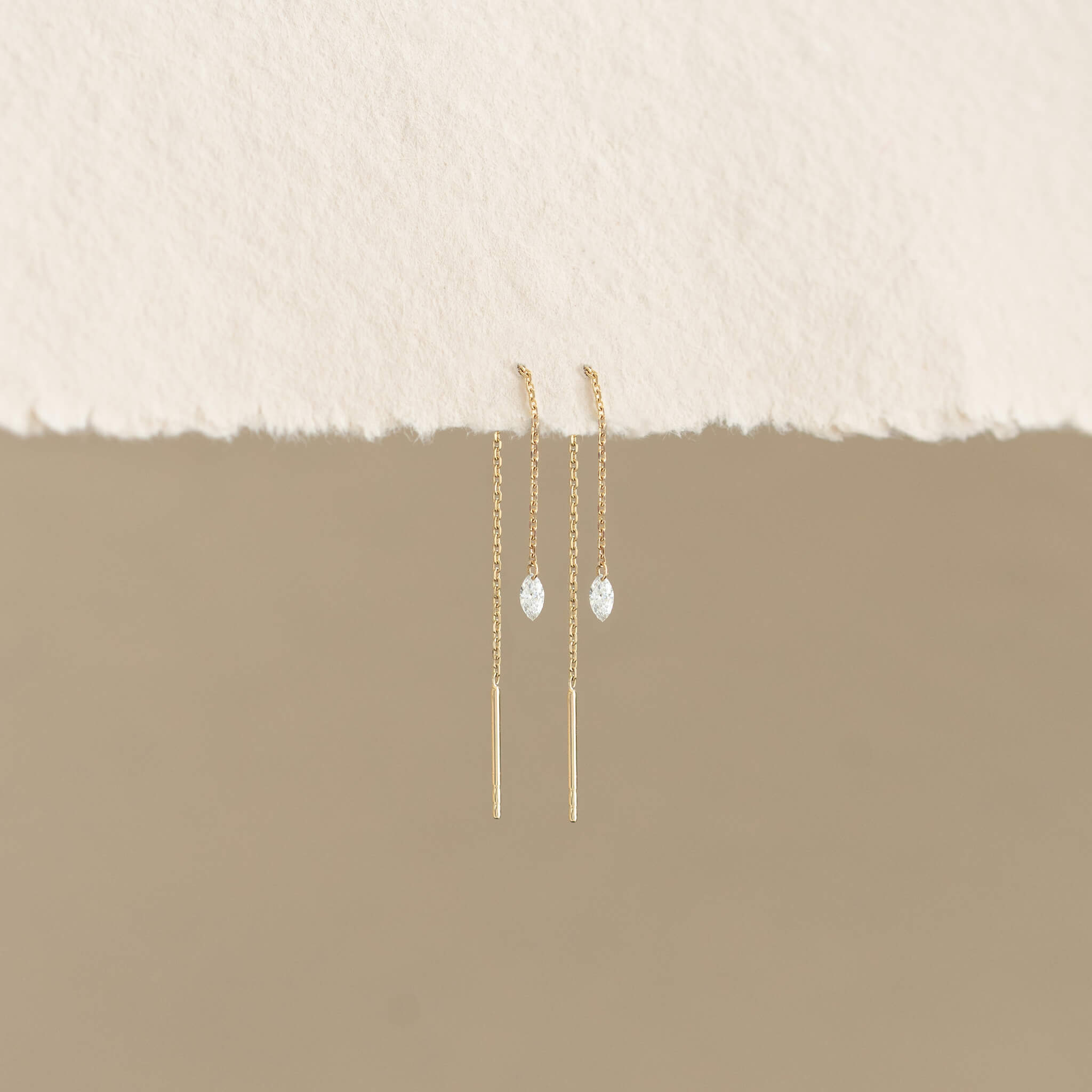 Linjer Marquise Lab Grown Diamond Drop Threader Earrings 14k Gold - Sora