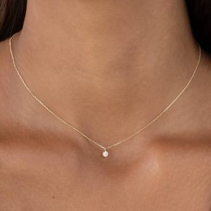 Linjer Mini Lab Grown Diamond Pendant Choker 14k Gold - Marla