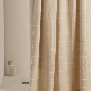 Parachute Organic Oasis Shower Curtain (White and Natural)