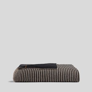 Parachute Organic Two Tone Rib Knit Throw (Toast and Onyx)