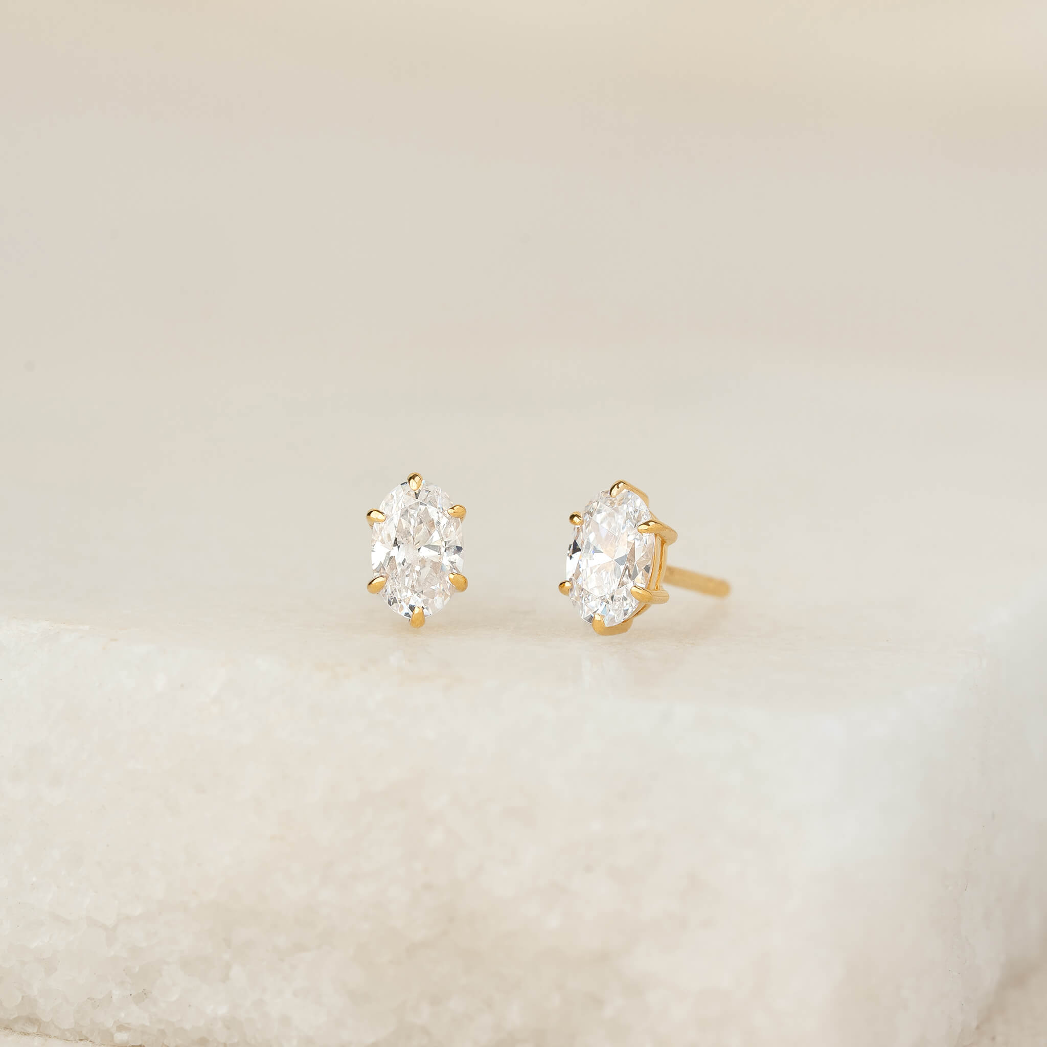 Linjer Oval Cut Gemstone Stud Earrings - Roslyn