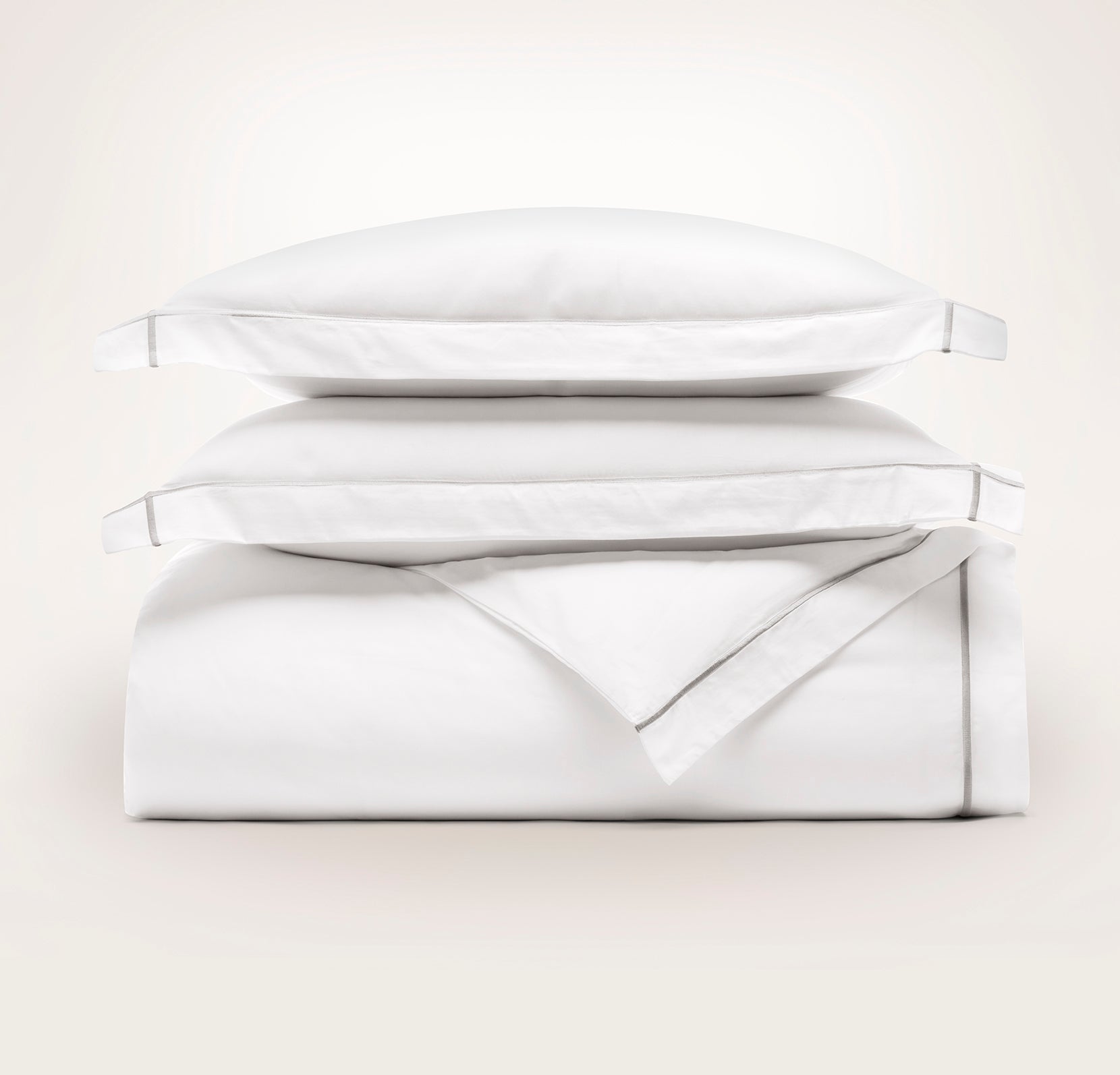 Bollandbranch Percale Embellished Duvet Set - White/Oak Embroidered