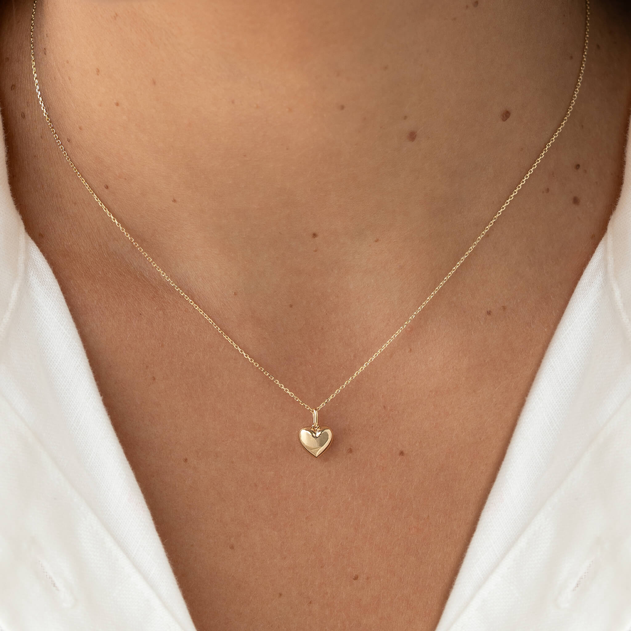 Linjer Puffy Heart Necklace 14k Gold