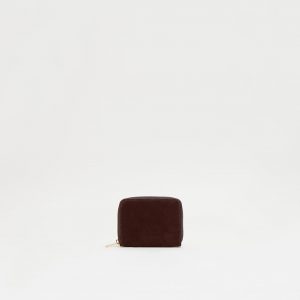 Mansurgavriel Zip Around Card Case - Chocolate Suede